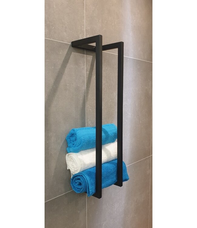Handdoekhouder Mat zwart 45x10x13 cm Staal handdoekbeugel Toiletrolhouder