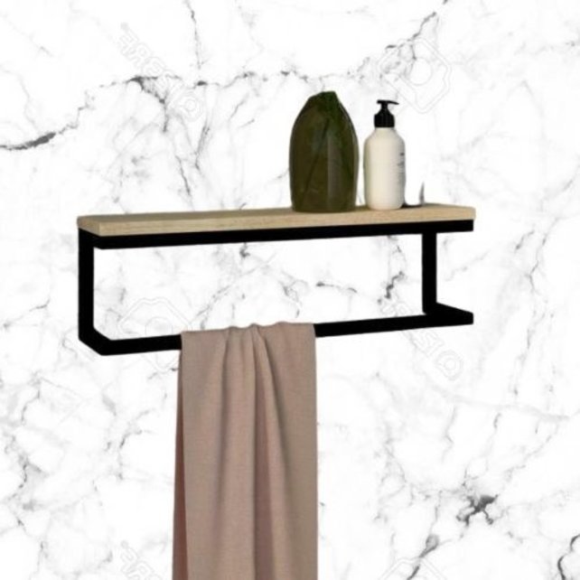 Handdoekhouder Mat zwart 45x10x13 cm Staal handdoekbeugel Toiletrolhouder