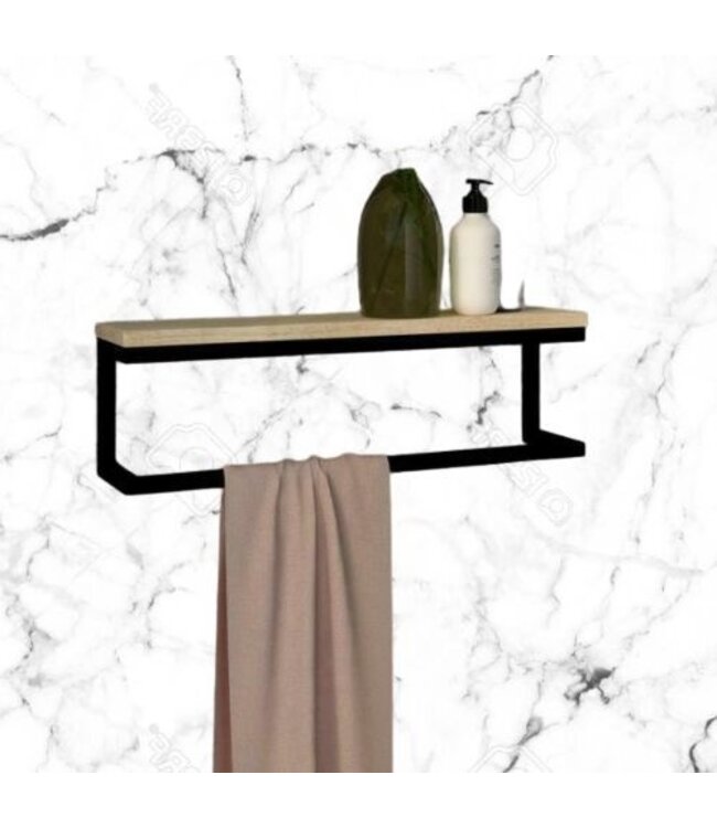 Handdoekhouder Mat zwart 45x10x13 cm Staal handdoekbeugel Toiletrolhouder