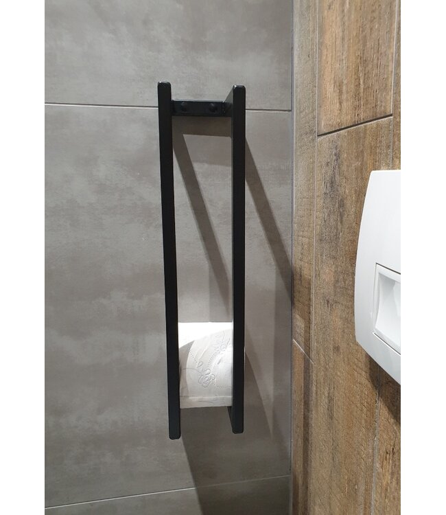 Handdoekhouder Mat zwart 45x10x13 cm Staal handdoekbeugel Toiletrolhouder