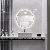 Badkamerspiegel Lara Rond Goud 60x60cm Geintegreerde LED Verlichting Touch Schakelaar