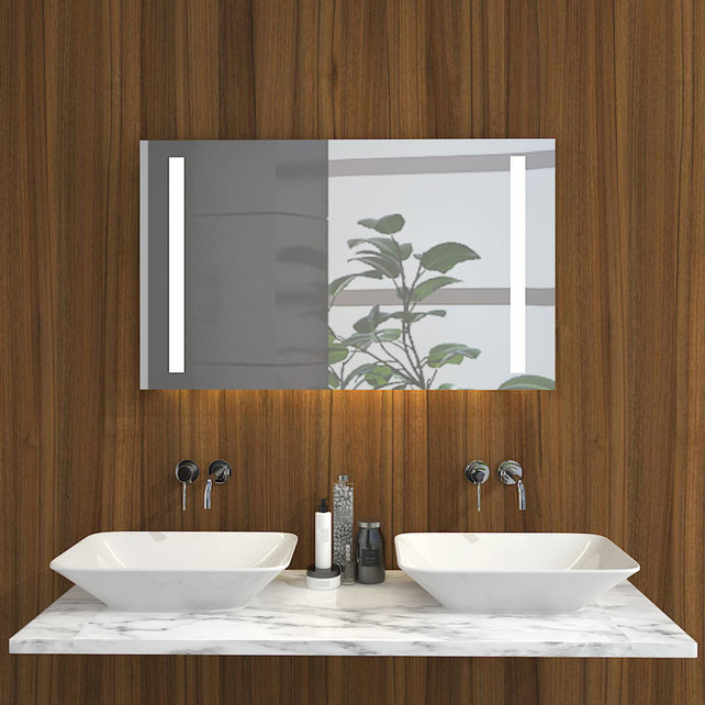 Badkamerspiegel Maxi 100x60cm Geintegreerde Zij LED Verlichting Verwarming Anti Condens Inclusief 2 Stopcontacten Badkamerspiegel Maxi 100x60cm Geintegreerde Zij LED Verlichting Verwarming Anti Condens Inclusief 2 Stopcontacten