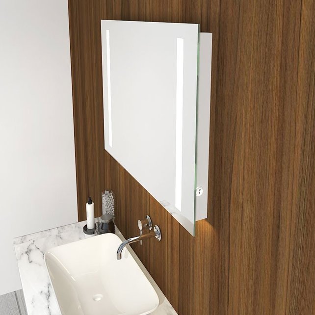 Badkamerspiegel Maxi 100x60cm Geintegreerde Zij LED Verlichting Verwarming Anti Condens Inclusief 2 Stopcontacten Badkamerspiegel Maxi 100x60cm Geintegreerde Zij LED Verlichting Verwarming Anti Condens Inclusief 2 Stopcontacten