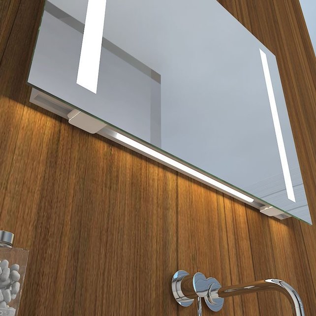 Badkamerspiegel Maxi 100x60cm Geintegreerde Zij LED Verlichting Verwarming Anti Condens Inclusief 2 Stopcontacten Badkamerspiegel Maxi 100x60cm Geintegreerde Zij LED Verlichting Verwarming Anti Condens Inclusief 2 Stopcontacten