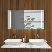 Badkamerspiegel Maxi 120x60cm Geintegreerde Zij LED Verlichting Verwarming Anti Condens Inclusief 2 Stopcontacten