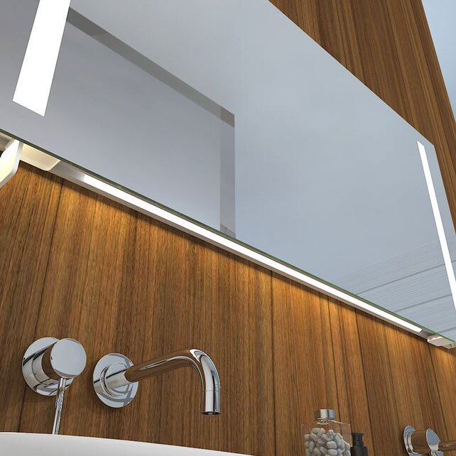 Badkamerspiegel Maxi 120x60cm Geintegreerde Zij LED Verlichting Verwarming Anti Condens Inclusief 2 Stopcontacten