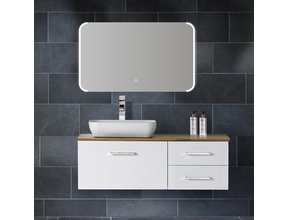 Badkamerspiegel Jolie 100x60cm Geintegreerde LED Verlichting Verwarming Anti Condens Touch Lichtschakelaar Dimbaar