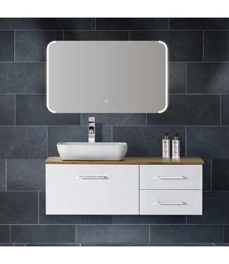 Badkamerspiegel Jolie 100x60cm Geintegreerde LED Verlichting Verwarming Anti Condens Touch Lichtschakelaar Dimbaar