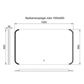 Badkamerspiegel Jolie 100x60cm Geintegreerde LED Verlichting Verwarming Anti Condens Touch Lichtschakelaar Dimbaar