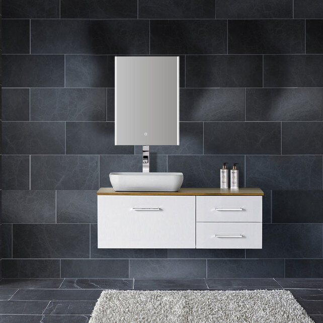 Badkamerspiegel Double 50x70cm Geintegreerde LED Verlichting Verwarming Anti Condens Lichtschakelaar Dimbaar