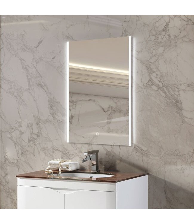 Badkamerspiegel Double 50x70cm Geintegreerde LED Verlichting Verwarming Anti Condens Lichtschakelaar Dimbaar