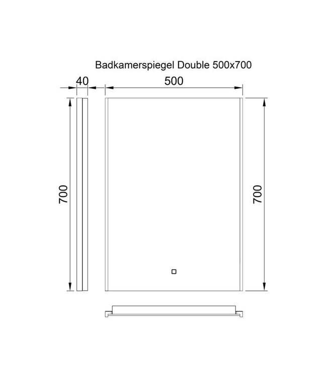 Badkamerspiegel Double 50x70cm Geintegreerde LED Verlichting Verwarming Anti Condens Lichtschakelaar Dimbaar