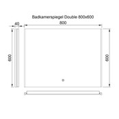 Badkamerspiegel Double 80x60cm Geintegreerde LED Verlichting Verwarming Anti Condens Lichtschakelaar Dimbaar