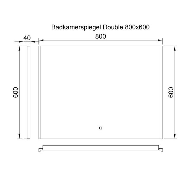 Badkamerspiegel Double 80x60cm Geintegreerde LED Verlichting Verwarming Anti Condens Lichtschakelaar Dimbaar