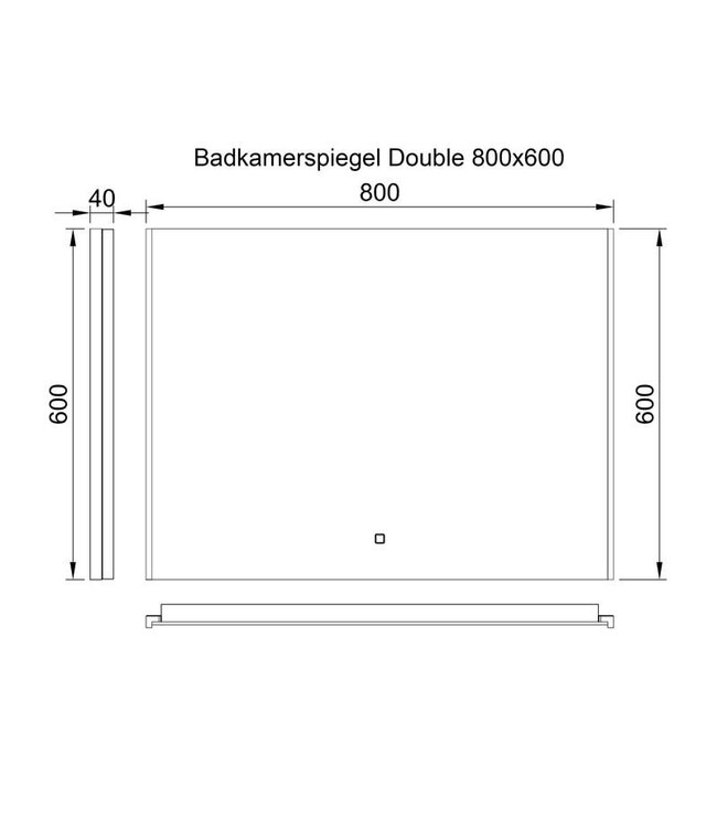 Badkamerspiegel Double 80x60cm Geintegreerde LED Verlichting Verwarming Anti Condens Lichtschakelaar Dimbaar