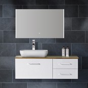 Badkamerspiegel Double 100x60cm Geintegreerde LED Verlichting Verwarming Anti Condens Lichtschakelaar Dimbaar