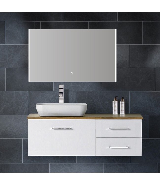 Badkamerspiegel Double 100x60cm Geintegreerde LED Verlichting Verwarming Anti Condens Lichtschakelaar Dimbaar