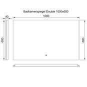 Badkamerspiegel Double 100x60cm Geintegreerde LED Verlichting Verwarming Anti Condens Lichtschakelaar Dimbaar