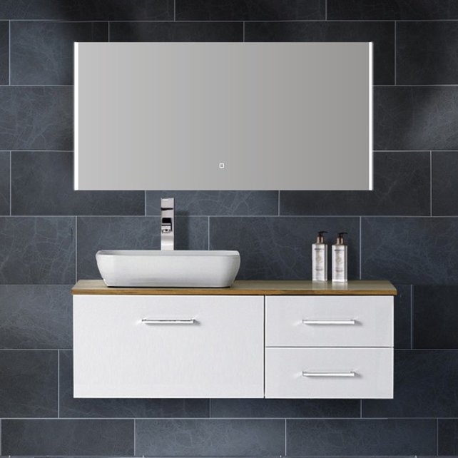 Badkamerspiegel Double 120x60cm Geintegreerde LED Verlichting Verwarming Anti Condens Lichtschakelaar Dimbaar Badkamerspiegel Double 120x60cm Geintegreerde LED Verlichting Verwarming Anti Condens Lichtschakelaar Dimbaar