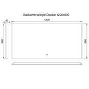 Badkamerspiegel Double 120x60cm Geintegreerde LED Verlichting Verwarming Anti Condens Lichtschakelaar Dimbaar Badkamerspiegel Double 120x60cm Geintegreerde LED Verlichting Verwarming Anti Condens Lichtschakelaar Dimbaar