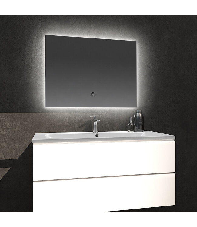 Badkamerspiegel Kiki 80x60cm Geintegreerde LED Verlichting Verwarming Anti Condens Touch Lichtschakelaar