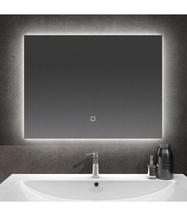 Badkamerspiegel Kiki 80x60cm Geintegreerde LED Verlichting Verwarming Anti Condens Touch Lichtschakelaar