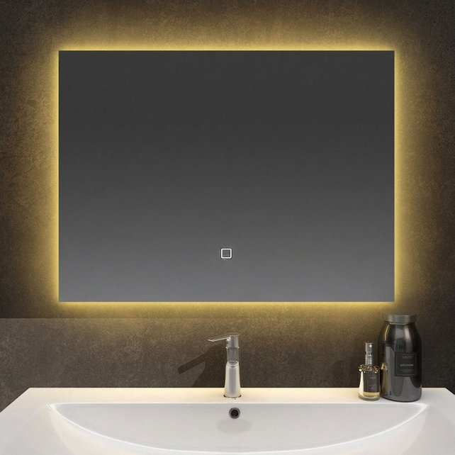 Badkamerspiegel Kiki 80x60cm Geintegreerde LED Verlichting Verwarming Anti Condens Touch Lichtschakelaar Badkamerspiegel Kiki 80x60cm Geintegreerde LED Verlichting Verwarming Anti Condens Touch Lichtschakelaar