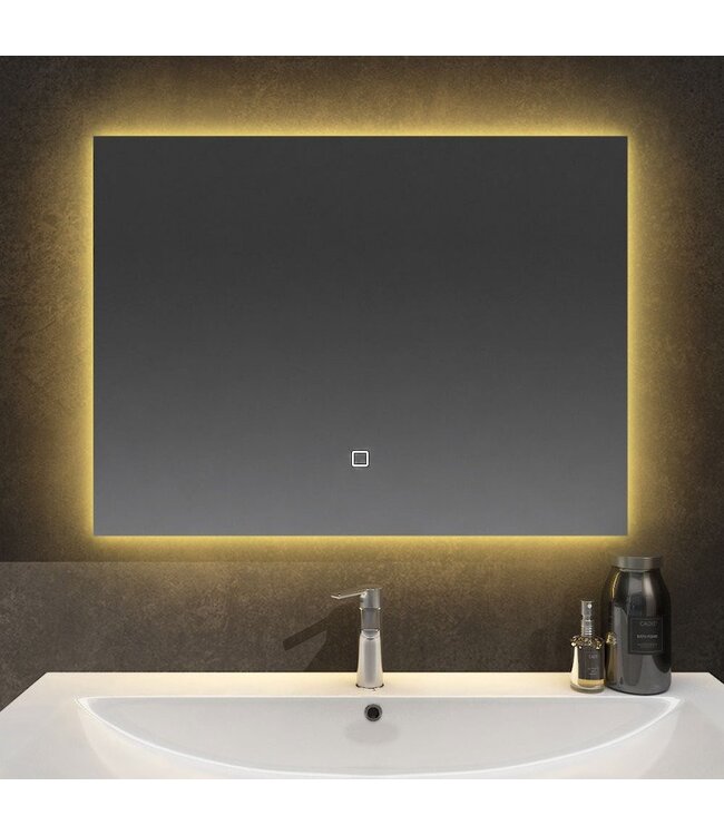 Badkamerspiegel Kiki 80x60cm Geintegreerde LED Verlichting Verwarming Anti Condens Touch Lichtschakelaar