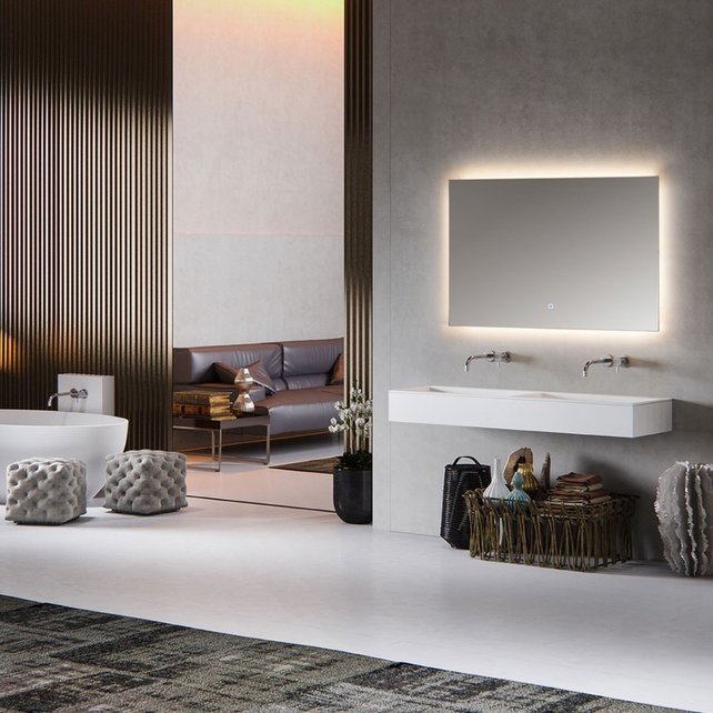 Badkamerspiegel Kiki 80x60cm Geintegreerde LED Verlichting Verwarming Anti Condens Touch Lichtschakelaar Badkamerspiegel Kiki 80x60cm Geintegreerde LED Verlichting Verwarming Anti Condens Touch Lichtschakelaar