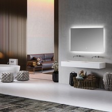 Badkamerspiegel Kiki 80x60cm Geintegreerde LED Verlichting Verwarming Anti Condens Touch Lichtschakelaar