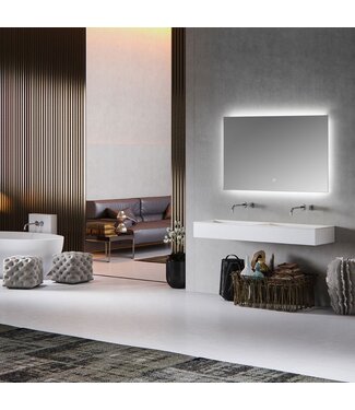 Badkamerspiegel Kiki 80x60cm Geintegreerde LED Verlichting Verwarming Anti Condens Touch Lichtschakelaar