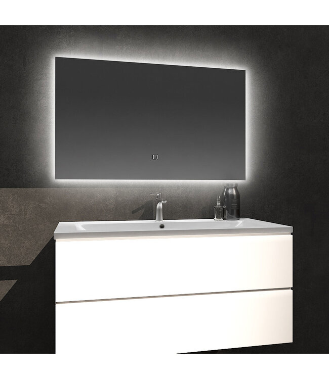 Badkamerspiegel Kiki 100x80cm Geintegreerde LED Verlichting Verwarming Anti Condens Touch Lichtschakelaar Dimbaar