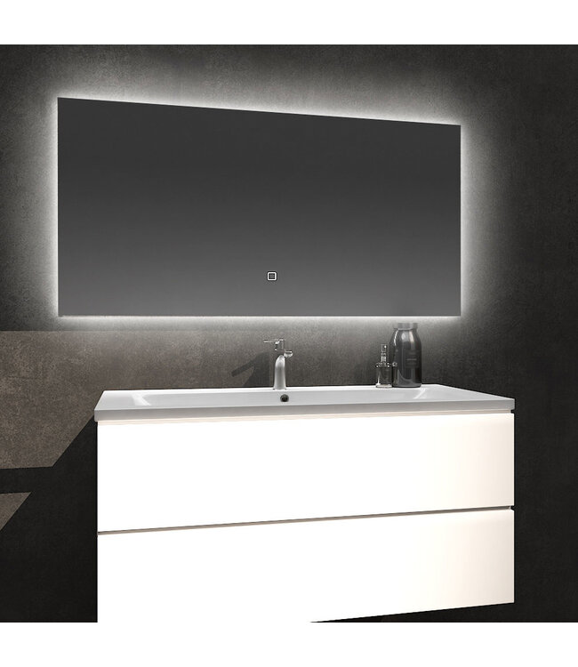 Badkamerspiegel Kiki 120x60cm Geintegreerde LED Verlichting Verwarming Anti Condens Touch Lichtschakelaar Dimbaar