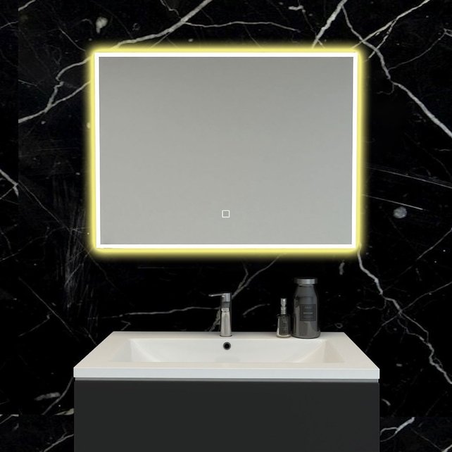 Badkamerspiegel Quatro 80x60cm Geintegreerde LED Verlichting Verwarming Anti Condens Touch Lichtschakelaar Dimbaar Badkamerspiegel Quatro 80x60cm Geintegreerde LED Verlichting Verwarming Anti Condens Touch Lichtschakelaar Dimbaar