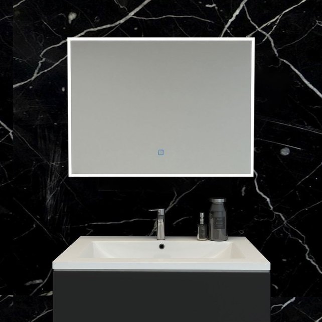 Badkamerspiegel Quatro 80x60cm Geintegreerde LED Verlichting Verwarming Anti Condens Touch Lichtschakelaar Dimbaar Badkamerspiegel Quatro 80x60cm Geintegreerde LED Verlichting Verwarming Anti Condens Touch Lichtschakelaar Dimbaar