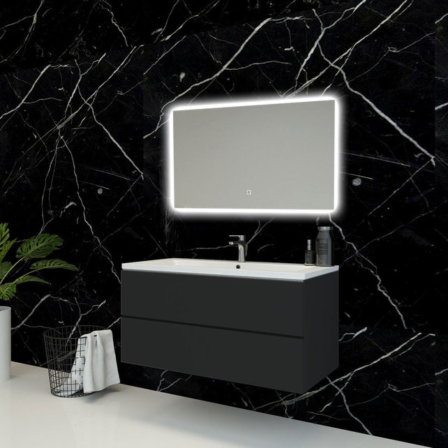 Badkamerspiegel Quatro 100x60cm Geintegreerde LED Verlichting Verwarming Anti Condens Touch Lichtschakelaar Dimbaar Badkamerspiegel Quatro 100x60cm Geintegreerde LED Verlichting Verwarming Anti Condens Touch Lichtschakelaar Dimbaar