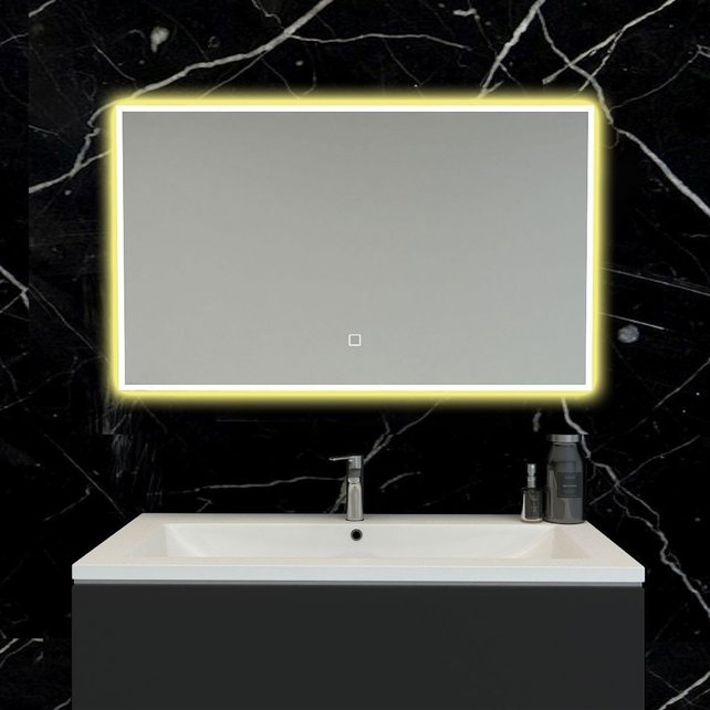 Badkamerspiegel Quatro 100x60cm Geintegreerde LED Verlichting Verwarming Anti Condens Touch Lichtschakelaar Dimbaar Badkamerspiegel Quatro 100x60cm Geintegreerde LED Verlichting Verwarming Anti Condens Touch Lichtschakelaar Dimbaar