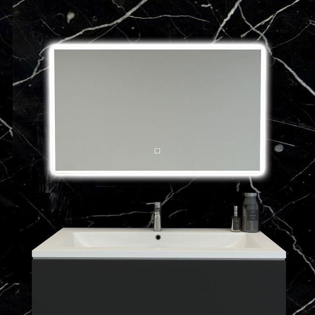 Badkamerspiegel Quatro 100x60cm Geintegreerde LED Verlichting Verwarming Anti Condens Touch Lichtschakelaar Dimbaar Badkamerspiegel Quatro 100x60cm Geintegreerde LED Verlichting Verwarming Anti Condens Touch Lichtschakelaar Dimbaar