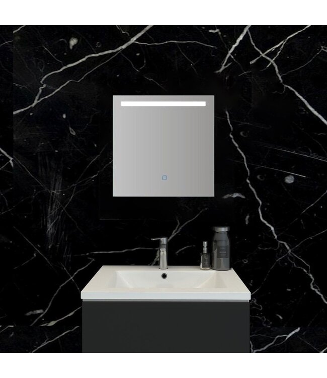 Badkamerspiegel Ambi 60x60cm Geintegreerde LED Verlichting Verwarming Anti Condens Touch Lichtschakelaar Dimbaar