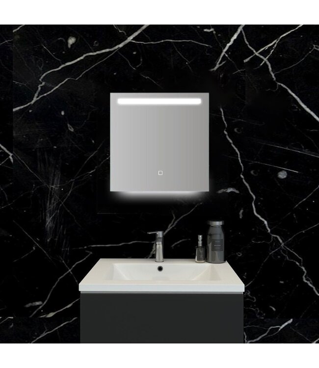 Badkamerspiegel Ambi 60x60cm Geintegreerde LED Verlichting Verwarming Anti Condens Touch Lichtschakelaar Dimbaar