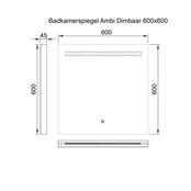 Badkamerspiegel Ambi 60x60cm Geintegreerde LED Verlichting Verwarming Anti Condens Touch Lichtschakelaar Dimbaar