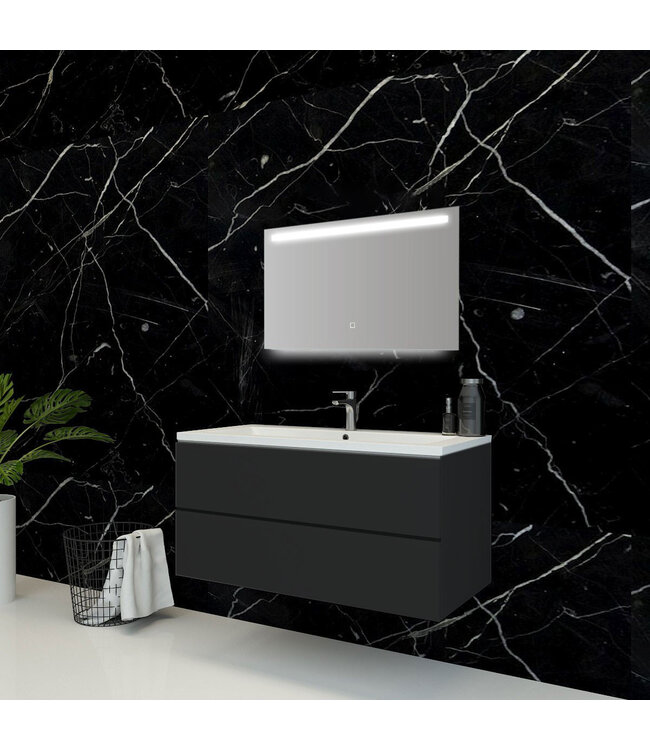 Badkamerspiegel Ambi 100x60cm Geintegreerde LED Verlichting Verwarming Anti Condens Touch Lichtschakelaar Dimbaar