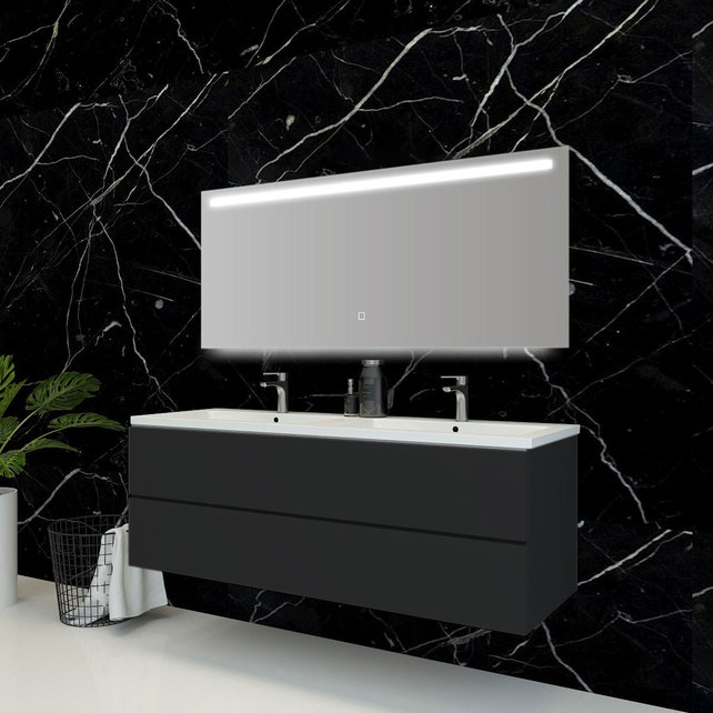 Badkamerspiegel Ambi 140x60cm Geintegreerde LED Verlichting Verwarming Anti Condens Touch Lichtschakelaar Dimbaar