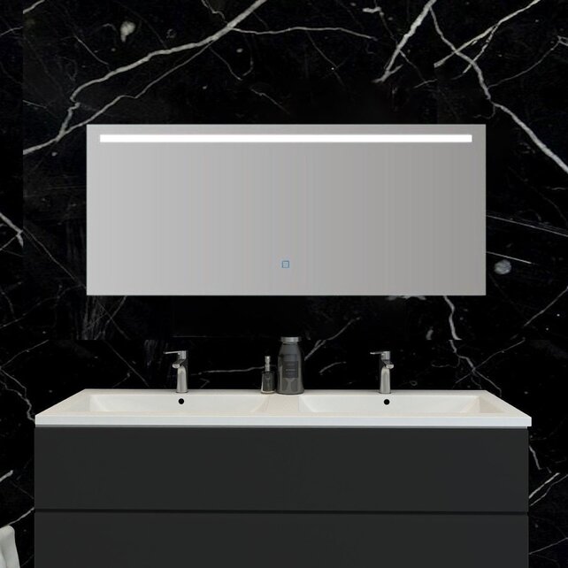 Badkamerspiegel Ambi 140x60cm Geintegreerde LED Verlichting Verwarming Anti Condens Touch Lichtschakelaar Dimbaar