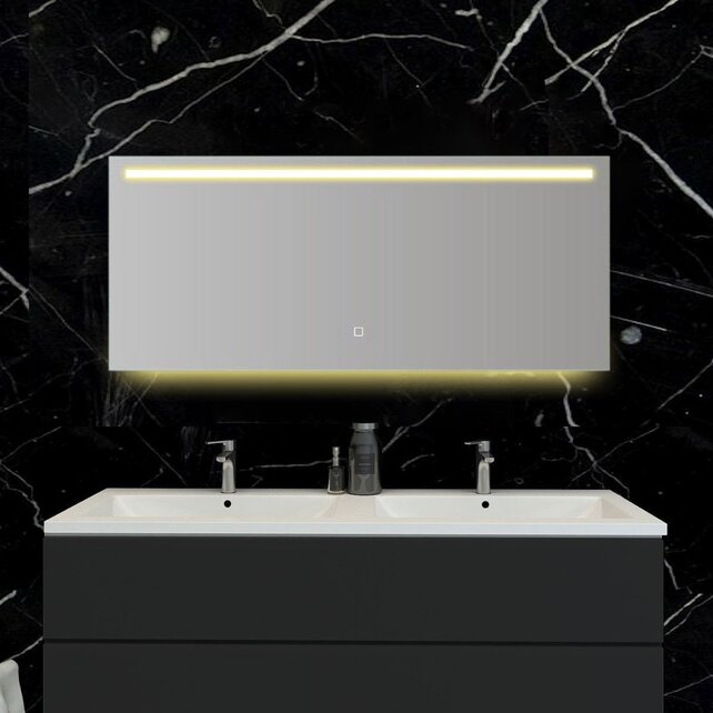 Badkamerspiegel Ambi 140x60cm Geintegreerde LED Verlichting Verwarming Anti Condens Touch Lichtschakelaar Dimbaar