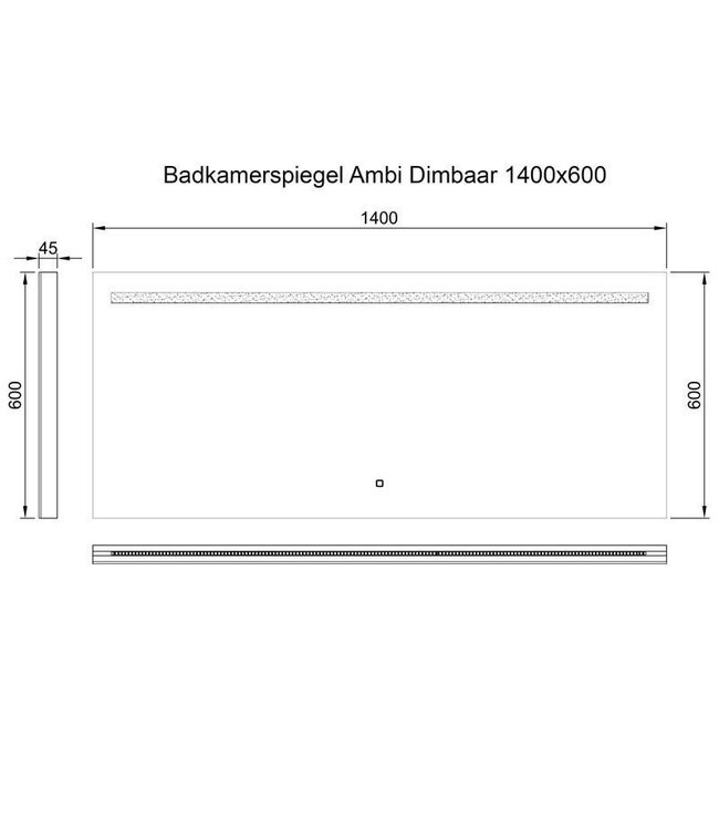 Badkamerspiegel Ambi 140x60cm Geintegreerde LED Verlichting Verwarming Anti Condens Touch Lichtschakelaar Dimbaar