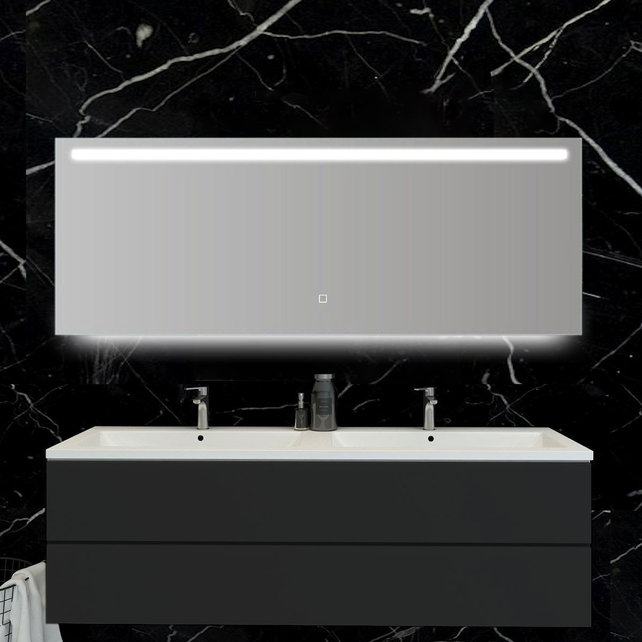 Badkamerspiegel Ambi 160x60cm Geintegreerde LED Verlichting Verwarming Anti Condens Touch Lichtschakelaar Dimbaar