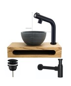 PARRO Mini Toilet Fonteinset met Handdoekhouder natuursteen waskom Zwart Balkon Kraan met draaiknop Pushup en Sifon 40x22x8cm PARRO Mini Toilet Fonteinset met Handdoekhouder natuursteen waskom Zwart Balkon Kraan met draaiknop Pushup en Sifon 40x22x8cm