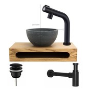 PARRO Mini Toilet Fonteinset met Handdoekhouder natuursteen waskom Zwart Balkon Kraan met draaiknop Pushup en Sifon 40x22x8cm PARRO Mini Toilet Fonteinset met Handdoekhouder natuursteen waskom Zwart Balkon Kraan met draaiknop Pushup en Sifon 40x22x8cm