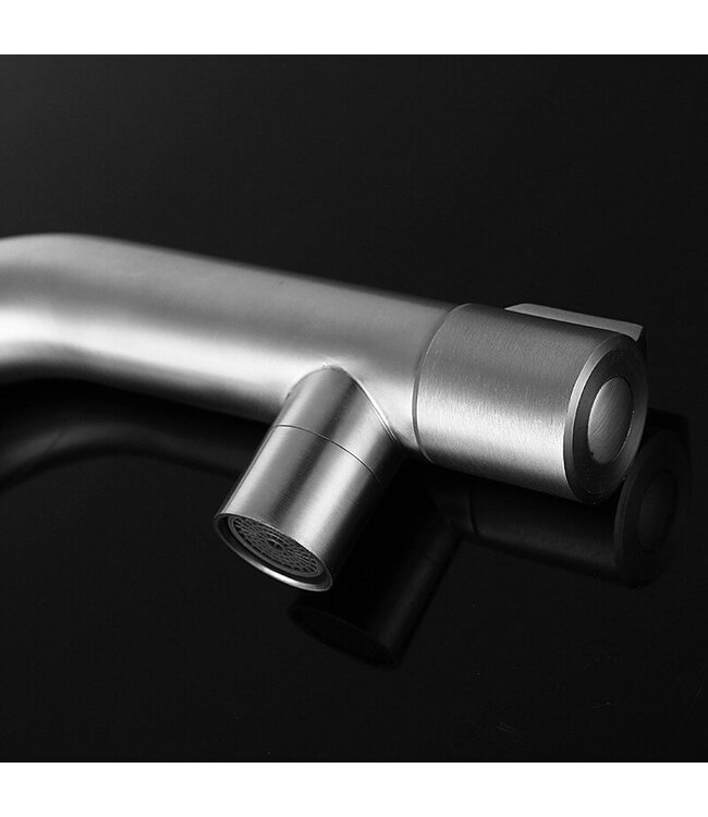 Mini Toilet Fonteinset Parro RVS Geborsteld Handdoekhouder natuursteen waskom Balkon Kraan met draaiknop Pushup en Sifon 40x22x8cm